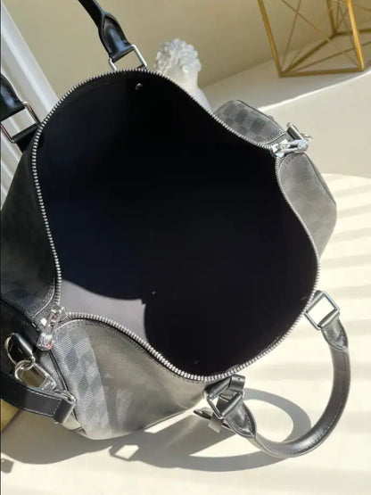 LV Keepall Bandouliere Damier Graphite Canvas Duffle Bag - Grey