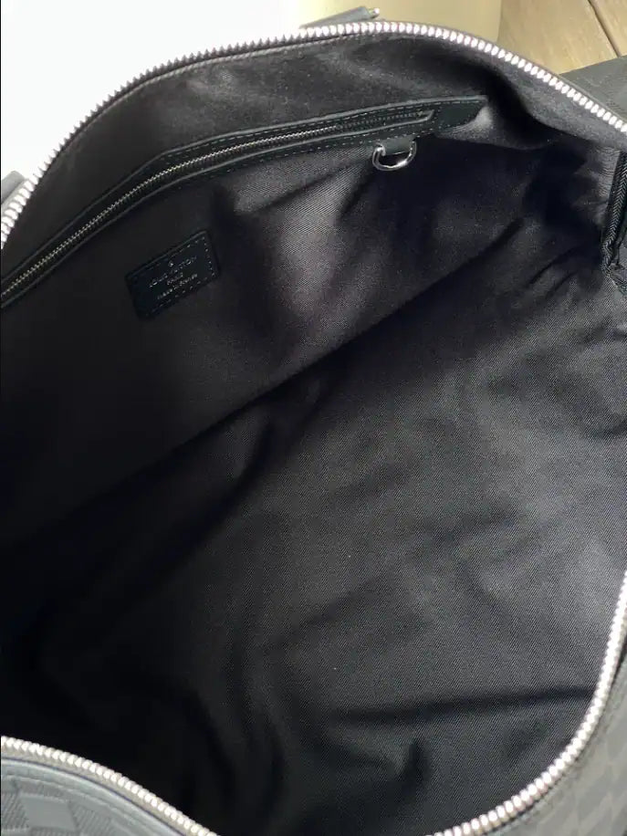 LV Keepall Bandouliere Damier Leather Duffle Bag - Black/Grey