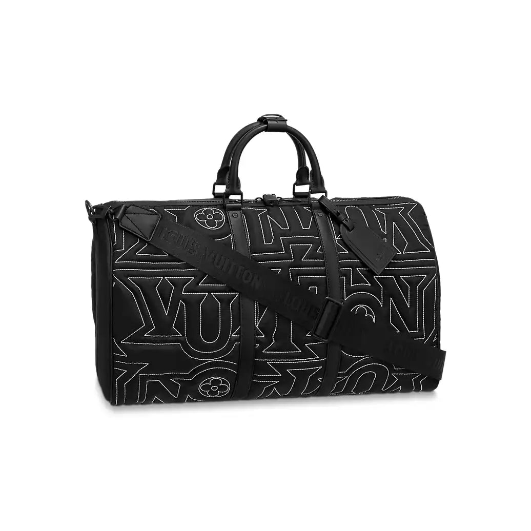 LV Keepall Bandouliere Duffle Bag - Black/White
