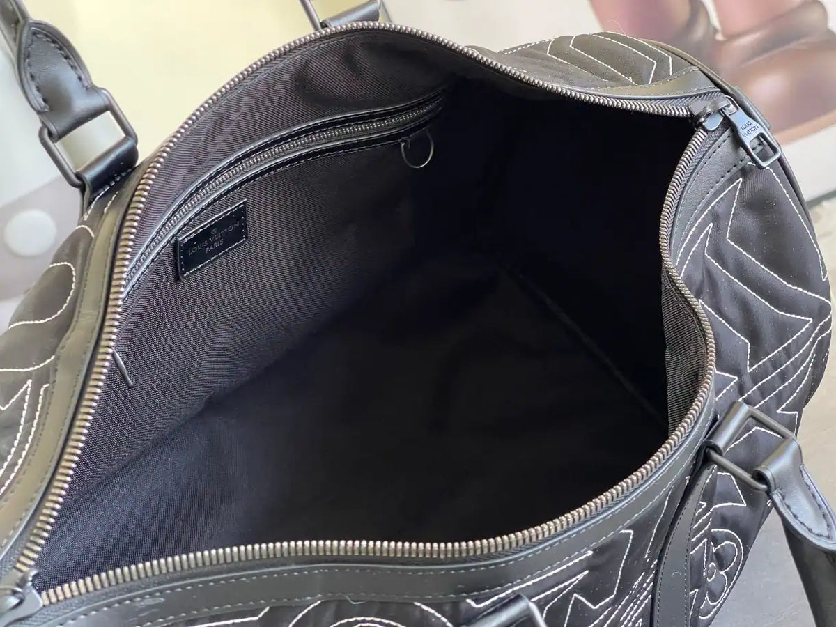 LV Keepall Bandouliere Duffle Bag - Black/White