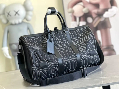 LV Keepall Bandouliere Duffle Bag - Black/White