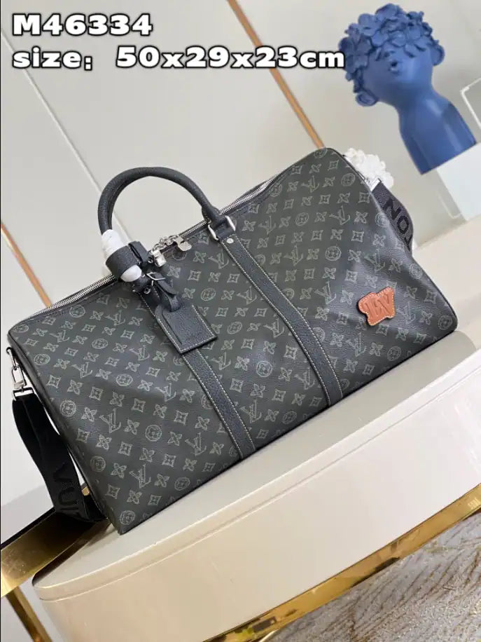 LV Keepall Bandouliere Monogram Duffle Bag - Black