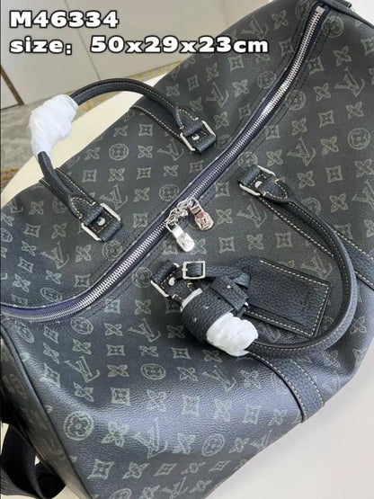 LV Keepall Bandouliere Monogram Duffle Bag - Black