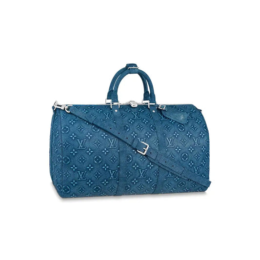 LV Keepal Bandouliere Leather Duffle Bag - Blue