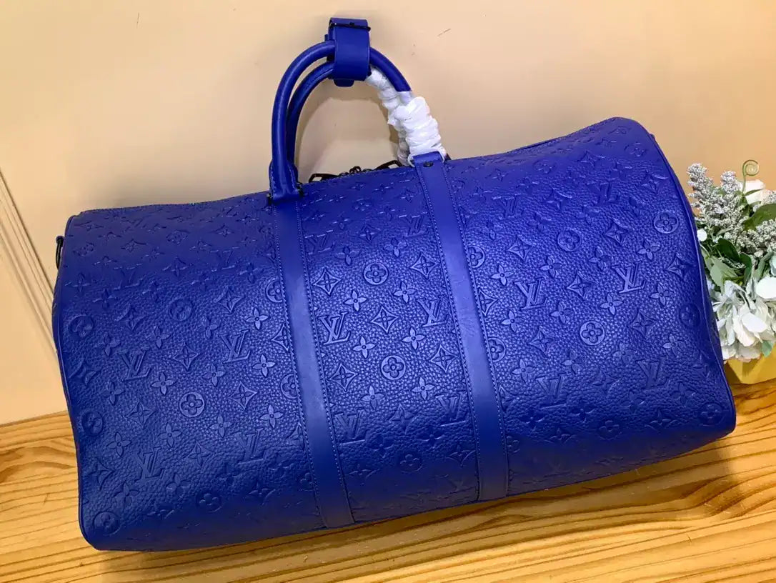 LV Keepall Bandouliere Duffle Bag - Blue