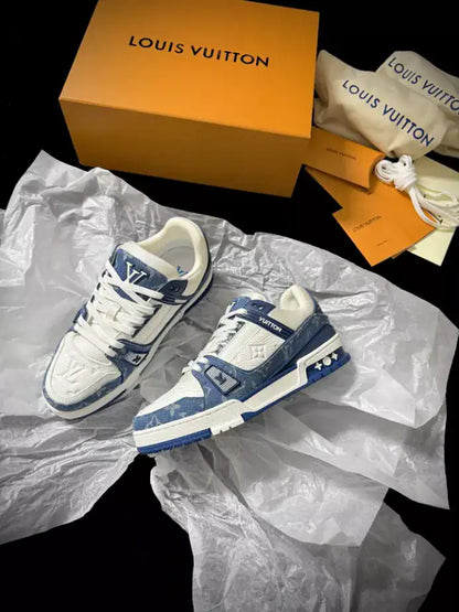 LV Trainer Sneakers - White/Blue