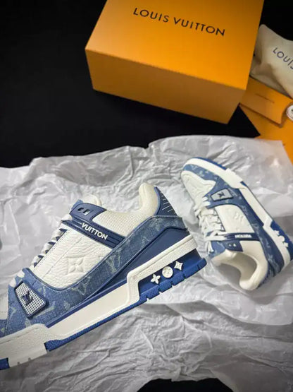 LV Trainer Sneakers - White/Blue