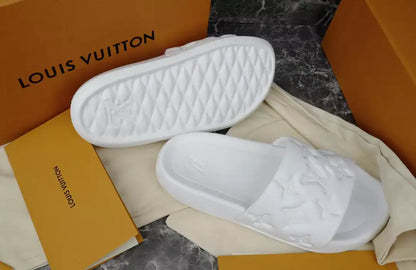 LV Square Slides - White