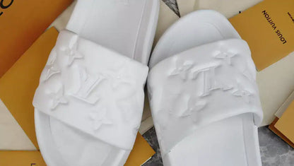 LV Square Slides - White