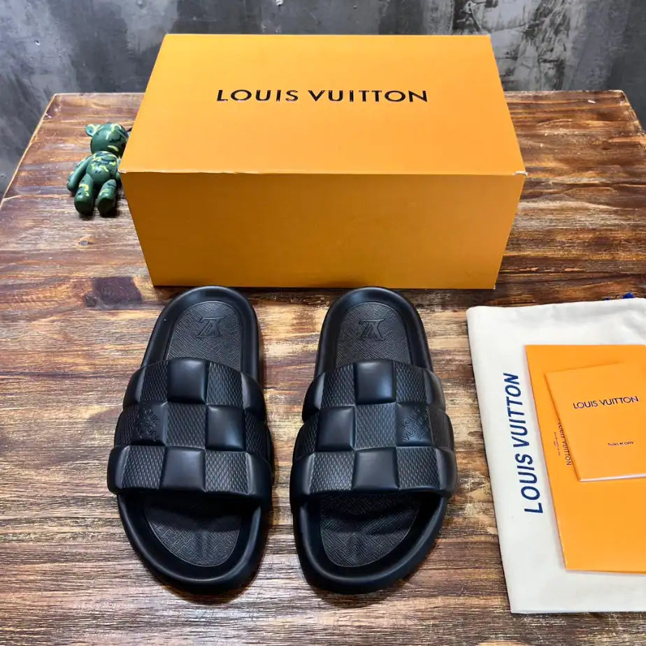 LV Square Slides - Black