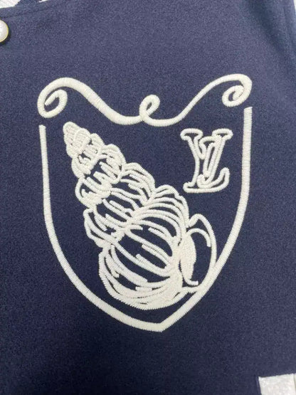 LV Calfskin Varsity Jacket - Navy/White