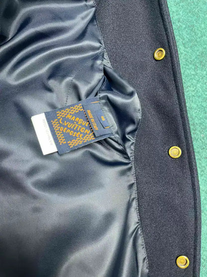 LV Calfskin Varsity Jacket - Navy/White