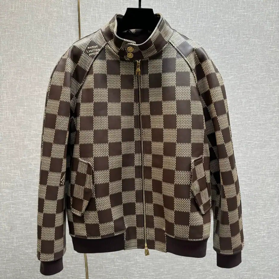 LV Damier Leather Harrington Jacket - Brown