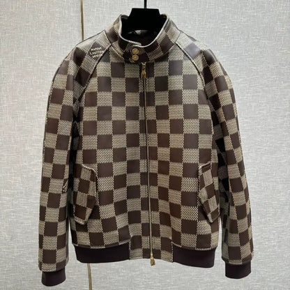 LV Damier Leather Harrington Jacket - Brown