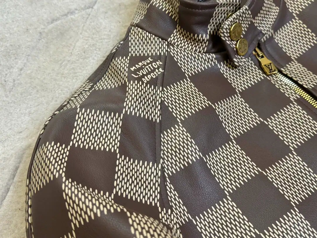 LV Damier Leather Harrington Jacket - Brown