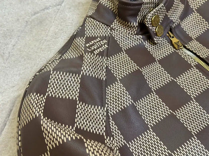 LV Damier Leather Harrington Jacket - Brown