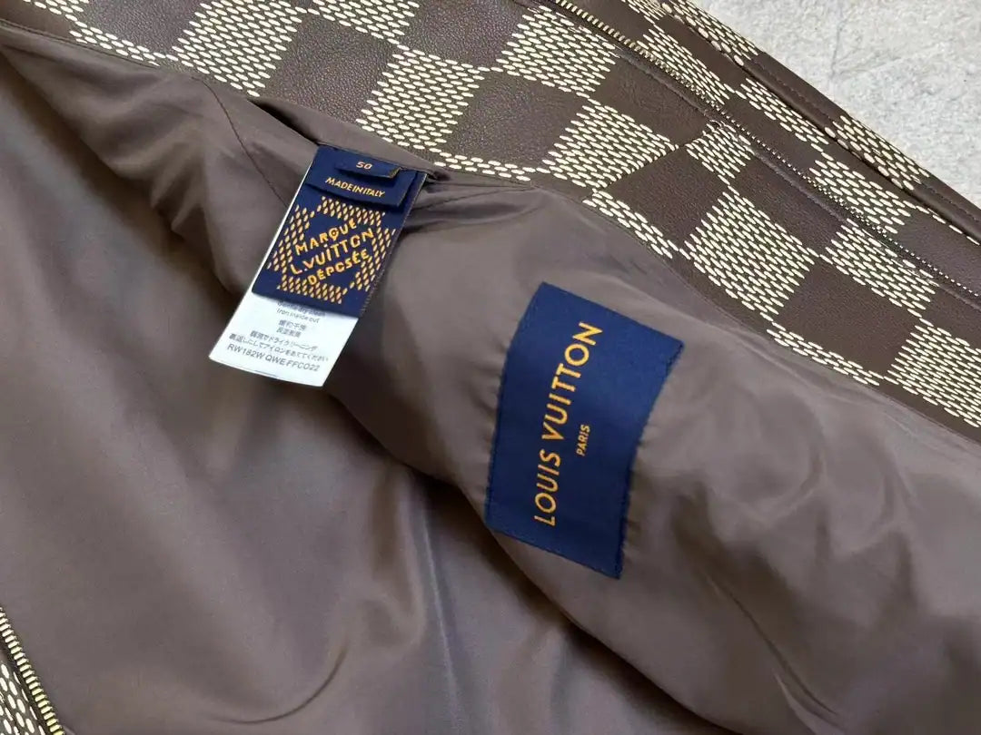 LV Damier Leather Harrington Jacket - Brown