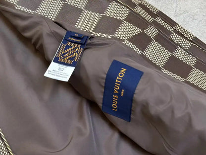 LV Damier Leather Harrington Jacket - Brown