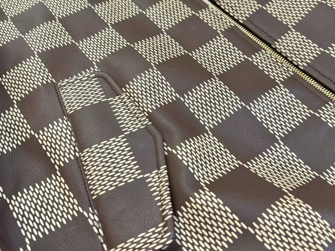LV Damier Leather Harrington Jacket - Brown