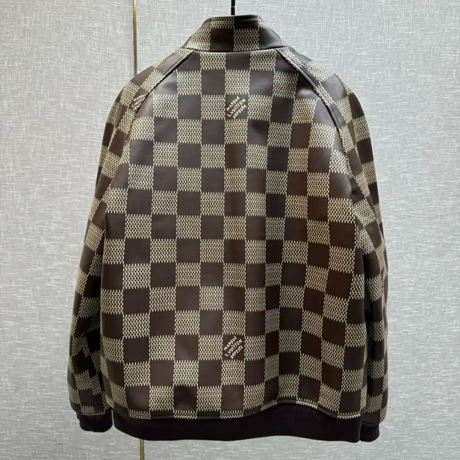 LV Damier Leather Harrington Jacket - Brown