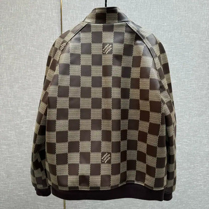 LV Damier Leather Harrington Jacket - Brown