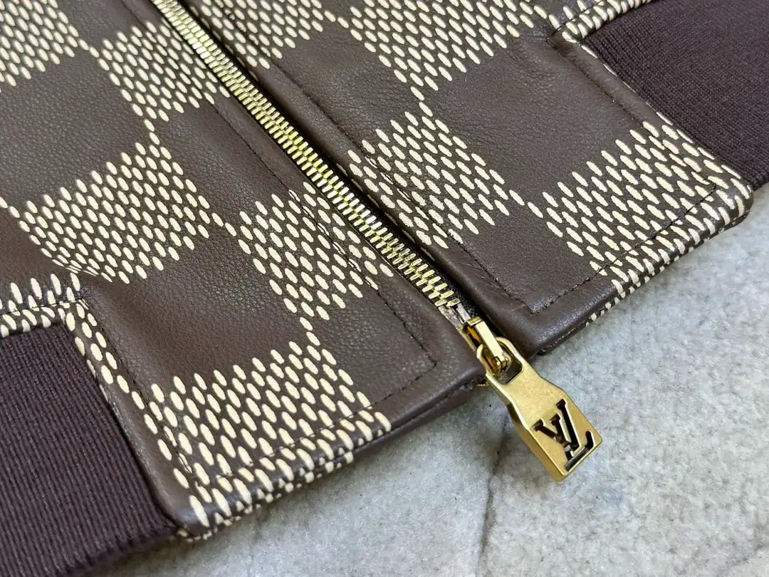 LV Damier Leather Harrington Jacket - Brown