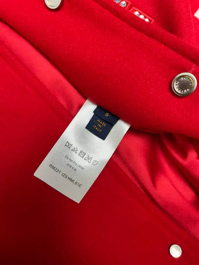LV Leather Varsity Jacket - Red/White