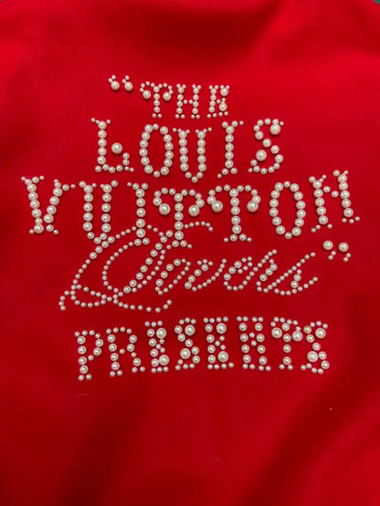 LV Leather Varsity Jacket - Red/White