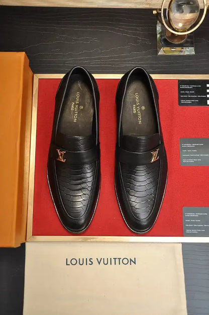 LV Crocodile Loafers - Black