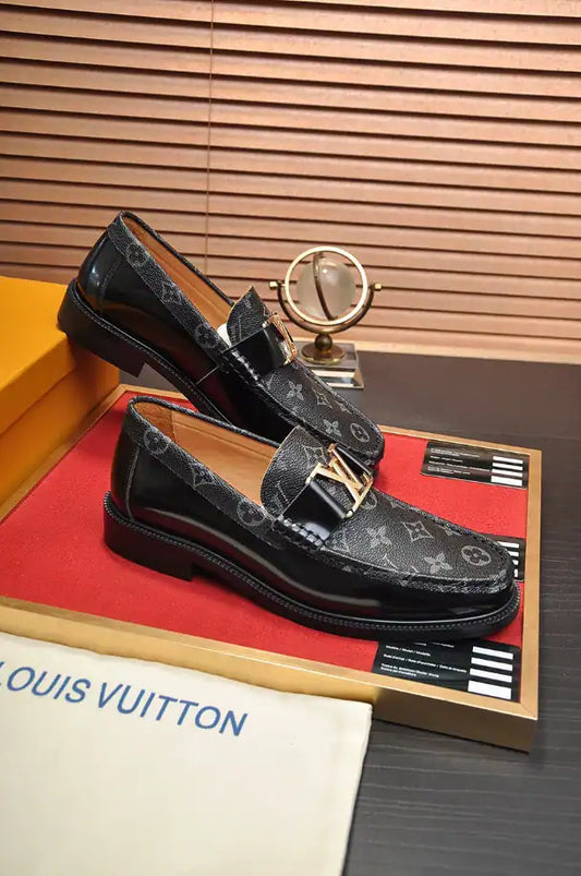 LV Logo Loafers - Black