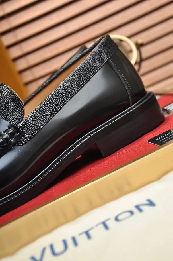 LV Logo Loafers - Black