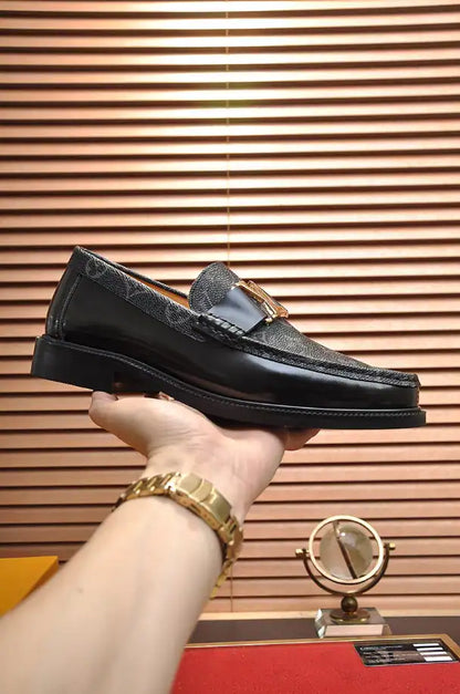 LV Logo Loafers - Black