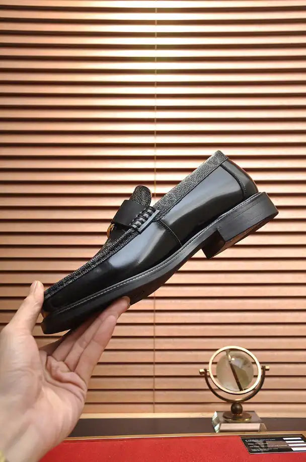 LV Logo Loafers - Black