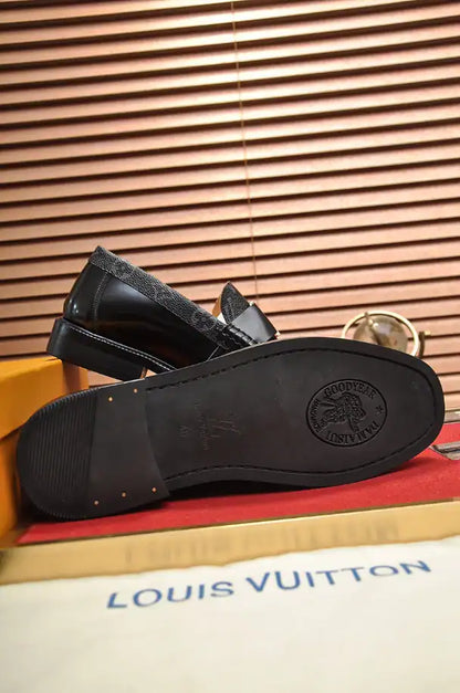 LV Logo Loafers - Black