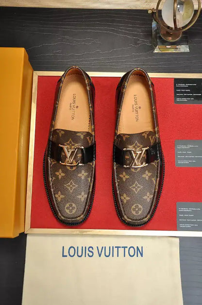 LV Logo Loafers - Brown