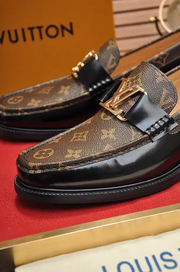 LV Logo Loafers - Brown