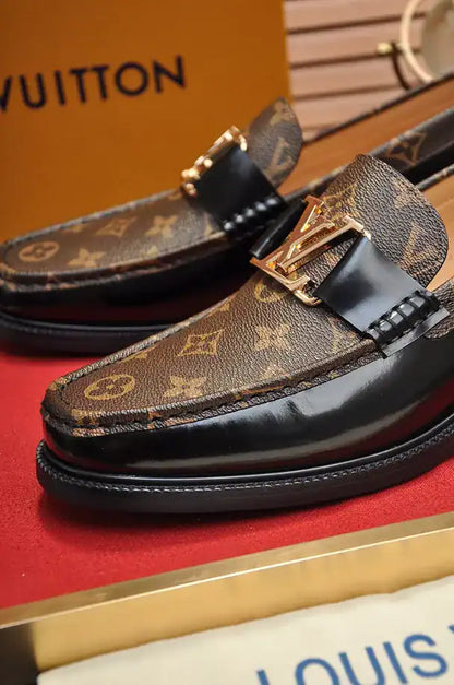 LV Logo Loafers - Brown