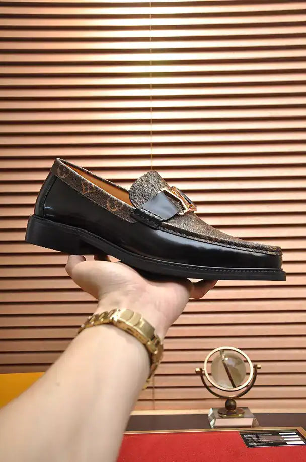 LV Logo Loafers - Brown