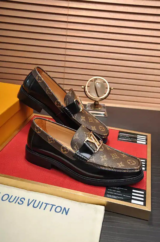 LV Logo Loafers - Brown