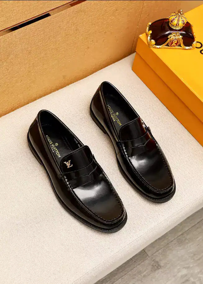 LV Leather Loafers - Black