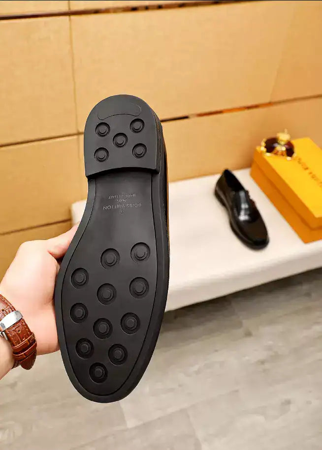LV Leather Loafers - Black