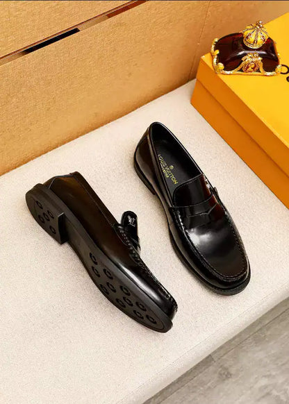 LV Leather Loafers - Black