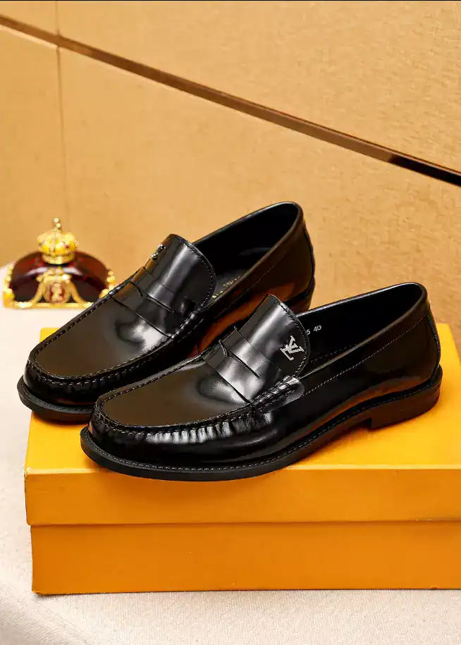 LV Leather Loafers - Black