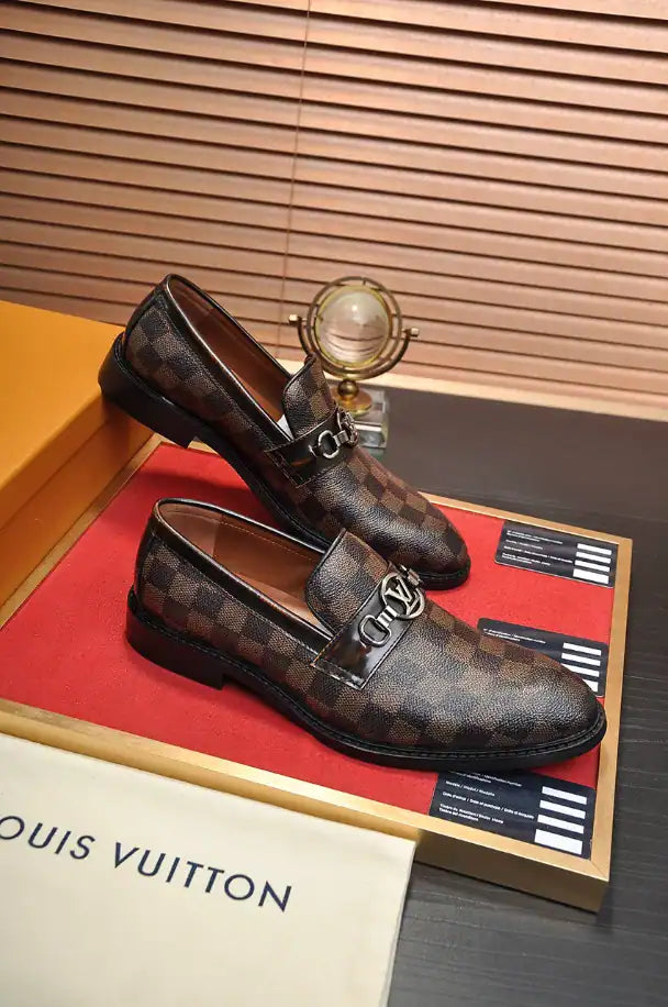 LV Checkered Loafers - Brown