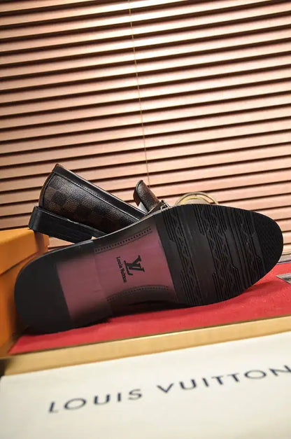 LV Checkered Loafers - Brown