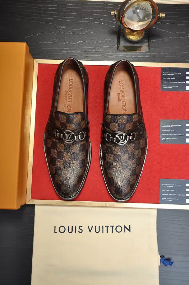 LV Checkered Loafers - Brown