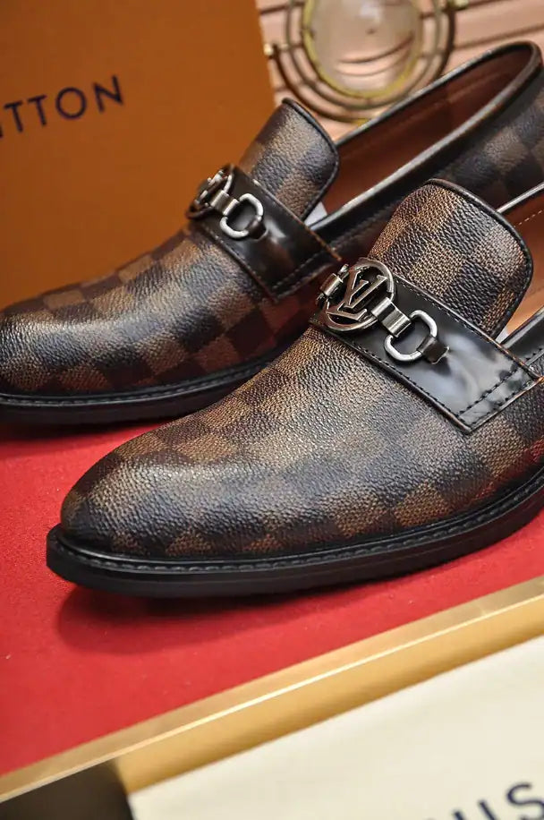 LV Checkered Loafers - Brown