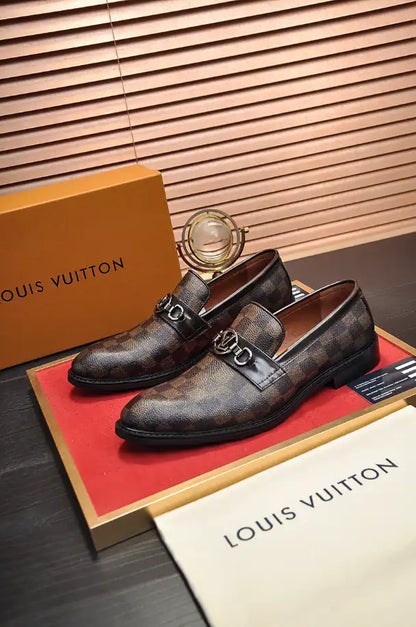 LV Checkered Loafers - Brown