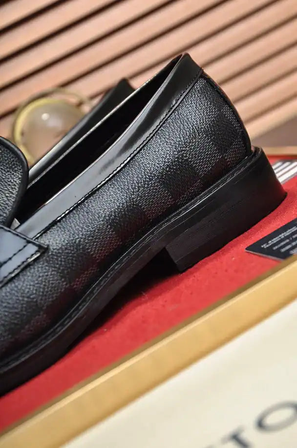 LV Checkered Loafers - Black