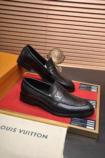 LV Leather Loafers - Black